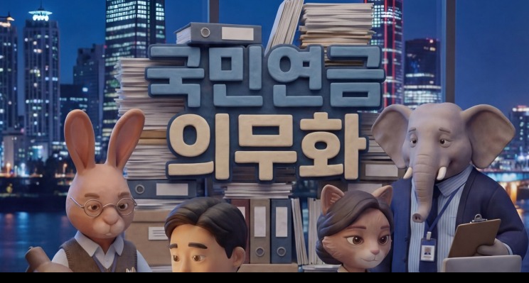 한국투자증권 디지털 광고의 동물 캐릭터 장면